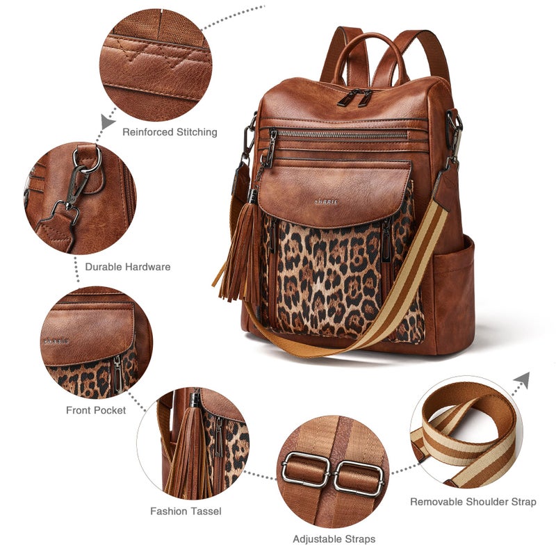Shrrie Backpack Purse for Women Fashion Leather Backpack Purse Designer Travel Backpack Convertible Shoulder Bag with Wristlet - Image 5