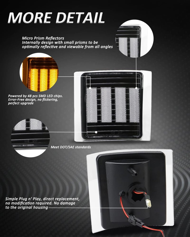 Bestview Side Marker Lights Front Corner Light Assembly Compatible with 1994-1998 Chevy Silverado GMC 1500 2500 3500 C/K C10 Suburban Tahoe Pickup Truck, Silver Lens 4pcs - Image 3
