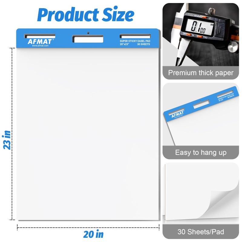 AFMAT Chart Paper, 20 in x 23 in Chart Paper for Teachers, Super Sticky Easel Pads for Office/Classroom/Whiteboard/Wall/Windows, Ink Bleed-Through Resistant Easel Paper, 30 Sheets/Pad, 3 Pads - Image 5