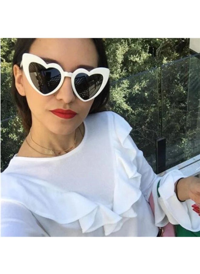 Generic - Heart Shaped Sunglasses Women Cat Eye Female Sun Glasses Brand Retro Love Black White Eyewear Men Shade UV400 Eyewear-Lenses Color:A-Frame Color:1PC - Image 1