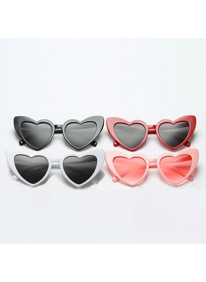 Generic - Heart Shaped Sunglasses Women Cat Eye Female Sun Glasses Brand Retro Love Black White Eyewear Men Shade UV400 Eyewear-Lenses Color:A-Frame Color:1PC - Image 1