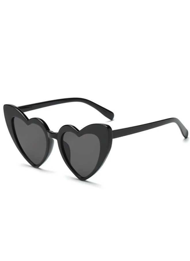 Generic - Heart Shaped Sunglasses Women Cat Eye Female Sun Glasses Brand Retro Love Black White Eyewear Men Shade UV400 Eyewear-Lenses Color:A-Frame Color:1PC - Image 1