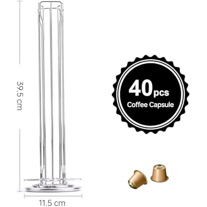 rayihni Coffee Capsule Holder Stand For Original Pods40 Pod Capacity Rotatable Coffee Pod Stand SpaceSaving Coffee Capsule Storage RackSliver40Pcs Coffee Capsules - Image 2