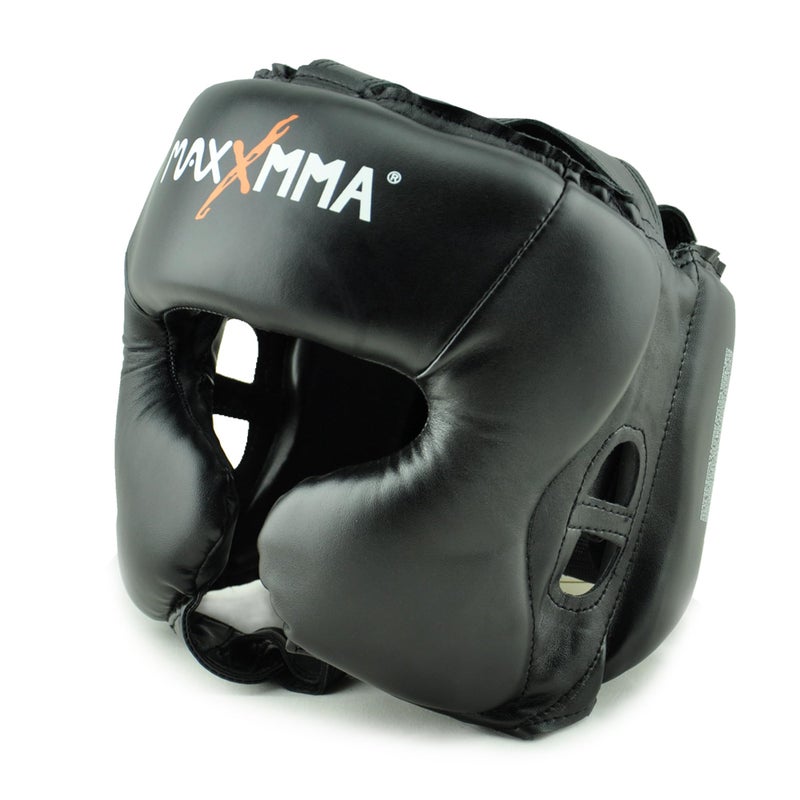 MaxxMMA Headgear L/XL Boxing MMA Training Kickboxing Sparring Karate Taekwondo (Black) - Image 1