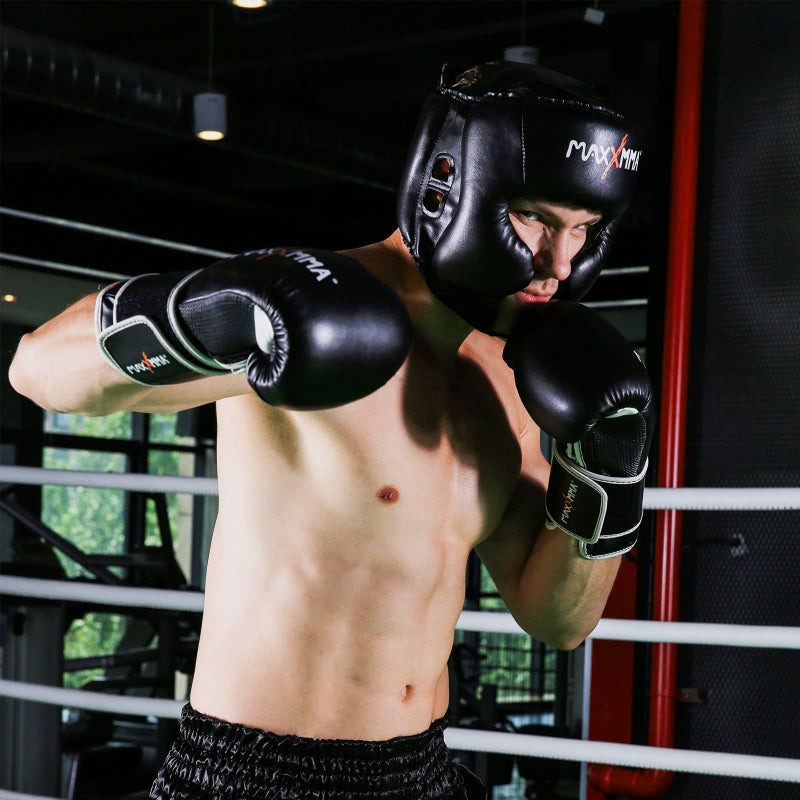 MaxxMMA Headgear L/XL Boxing MMA Training Kickboxing Sparring Karate Taekwondo (Black) - Image 5