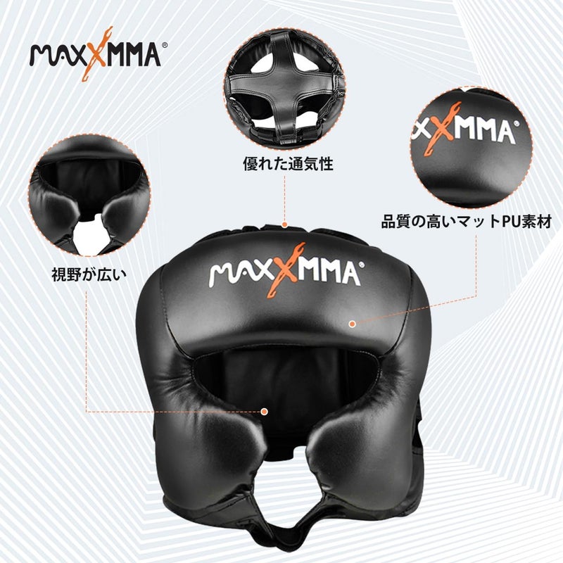 MaxxMMA Headgear L/XL Boxing MMA Training Kickboxing Sparring Karate Taekwondo (Black) - Image 4