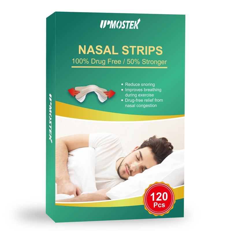 Nasal Strips for Snoring 120 Count Extra Strength Nose Strips for Breathing Sleep Snore Strips for Men Women Relieve Nasal Congestion Due to Colds Allergies Anti Snoring Tan