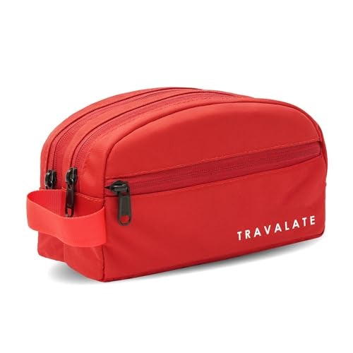TRAVALATE Polyester Travel Solid 9 Cms Cosmetic Pouch (Two Compartment_TR1371_Red) - Image 1