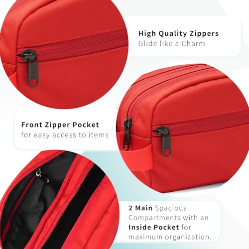 TRAVALATE Polyester Travel Solid 9 Cms Cosmetic Pouch (Two Compartment_TR1371_Red) - Image 5