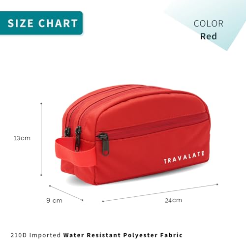 TRAVALATE Polyester Travel Solid 9 Cms Cosmetic Pouch (Two Compartment_TR1371_Red) - Image 3