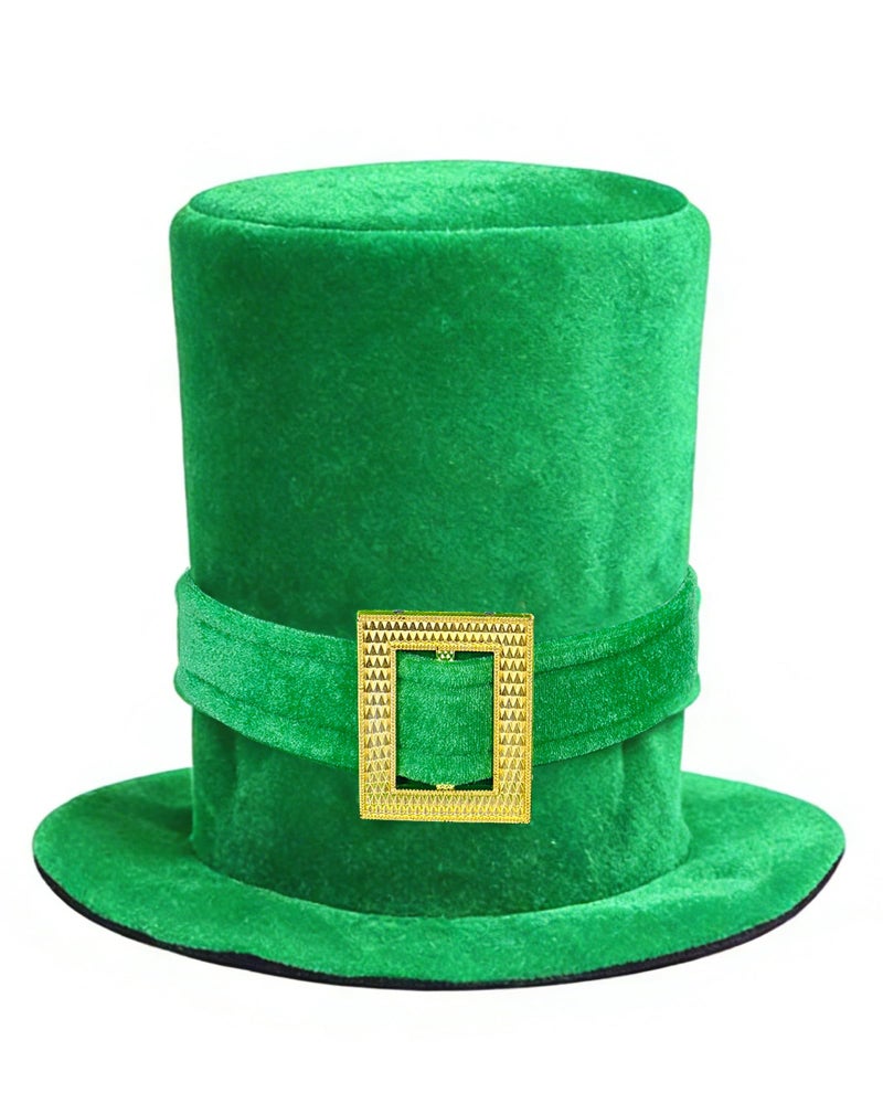 Asekonc St Patricks Day Hat Leprechaun Hat Green Top Hat Irish Velvet Top Hat Leprechaun Costume for St. Patricks Costume Party Favor Accessories - Image 1
