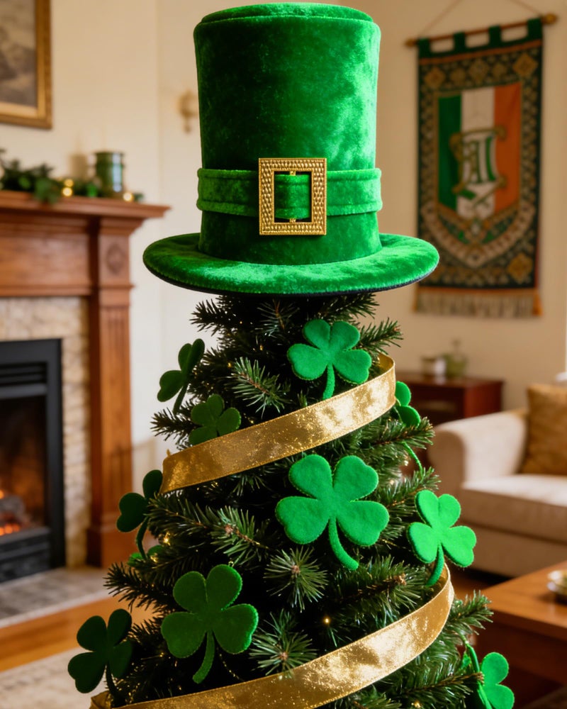 Asekonc St Patricks Day Hat Leprechaun Hat Green Top Hat Irish Velvet Top Hat Leprechaun Costume for St. Patricks Costume Party Favor Accessories - Image 5