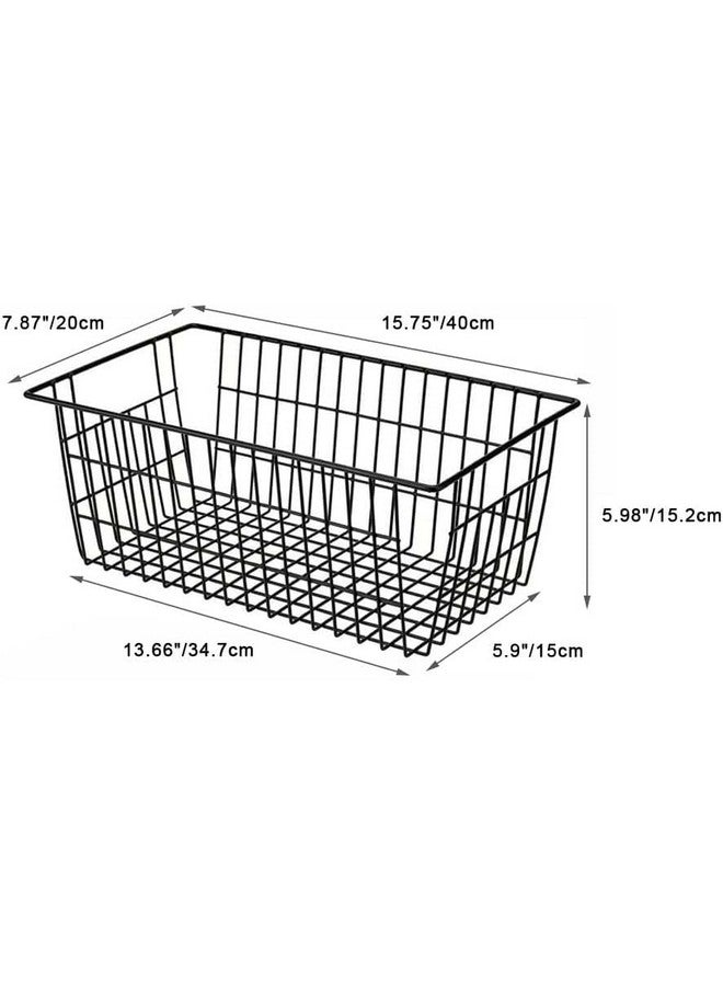 SANNO Black Metal Wire Storage Baskets Freezer Baskets Pantry Storage Baskets Bin Farmhouse Baskets Large Refrigerator Freezer Storage Metal Basket Pantry Organizer Storage Bin Baskets Black - Image 5