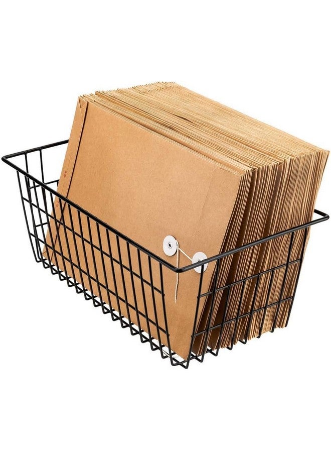 SANNO Black Metal Wire Storage Baskets Freezer Baskets Pantry Storage Baskets Bin Farmhouse Baskets Large Refrigerator Freezer Storage Metal Basket Pantry Organizer Storage Bin Baskets Black - Image 4