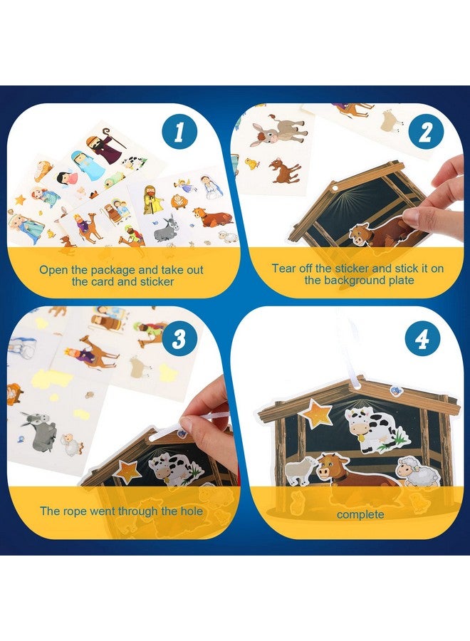 Glenmal 32 Sheets Make A Nativity Scene Sticker Cardboard Ornament Craft Kit Christmas Nativity Stickers With Nativity Scene Cardboard And Rope Funny Christmas Crafts For Religious Party Favor - Image 4