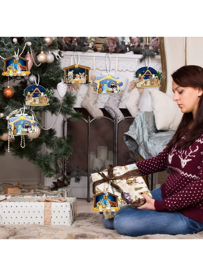 Glenmal 32 Sheets Make A Nativity Scene Sticker Cardboard Ornament Craft Kit Christmas Nativity Stickers With Nativity Scene Cardboard And Rope Funny Christmas Crafts For Religious Party Favor - Image 5