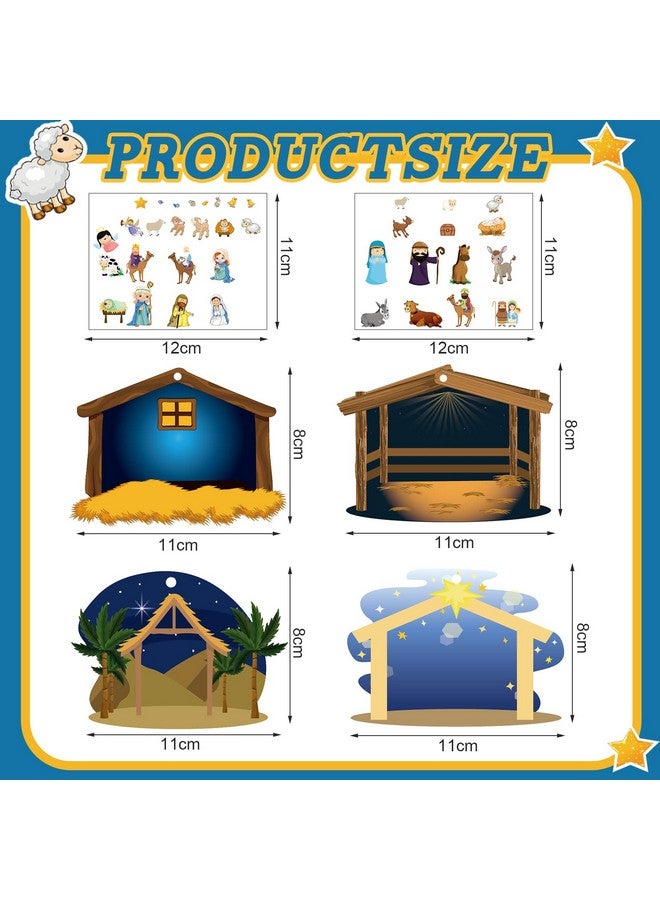 Glenmal 32 Sheets Make A Nativity Scene Sticker Cardboard Ornament Craft Kit Christmas Nativity Stickers With Nativity Scene Cardboard And Rope Funny Christmas Crafts For Religious Party Favor - Image 3