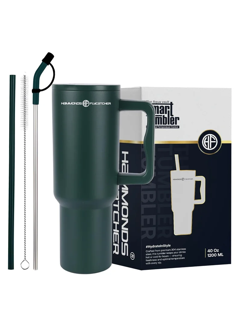 HAMMONDS FLYCATCHER 1200ML Insulated Tumbler with Straw, BPA-Free Travel Mug for Hot & Cold Beverages & Water, Sipper Coffee Tumbler Bottle, Leakproof Tumblr for Car, Gym, Yoga, Hiking