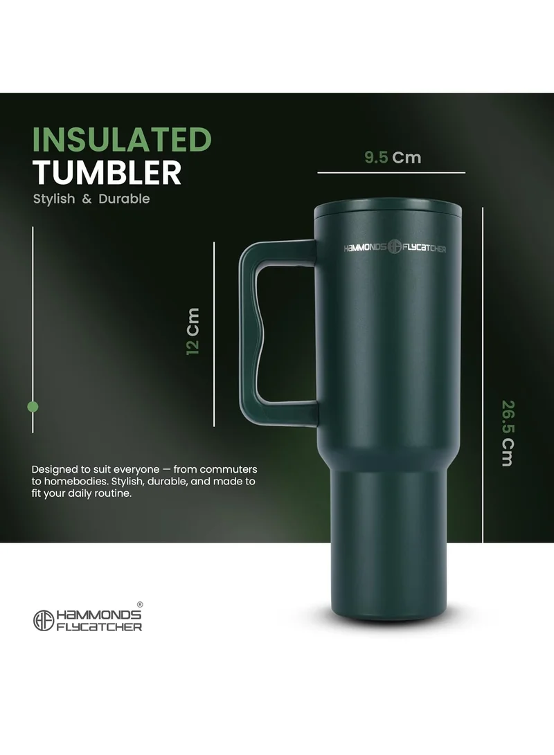 HAMMONDS FLYCATCHER 1200ML Insulated Tumbler with Straw, BPA-Free Travel Mug for Hot & Cold Beverages & Water, Sipper Coffee Tumbler Bottle, Leakproof Tumblr for Car, Gym, Yoga, Hiking