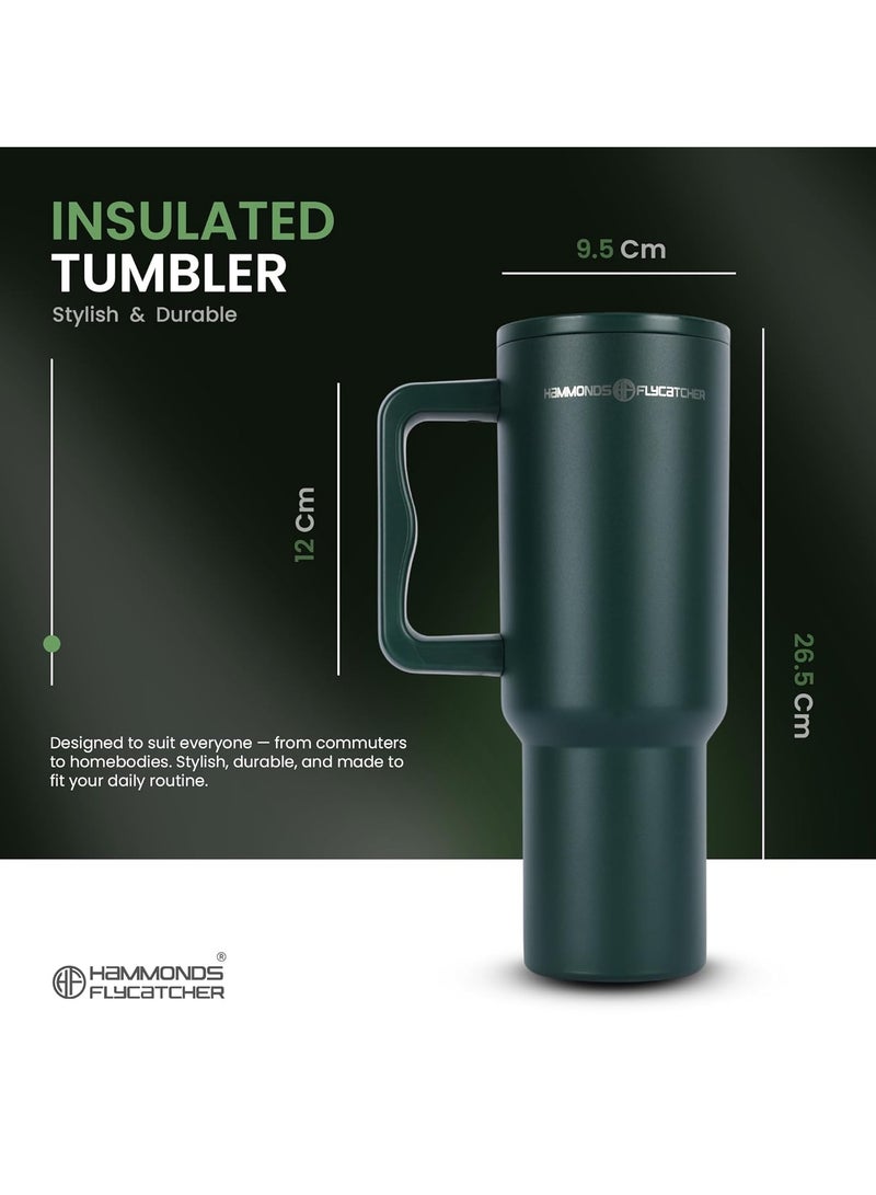 HAMMONDS FLYCATCHER 1200ML Insulated Tumbler with Straw, BPA-Free Travel Mug for Hot & Cold Beverages & Water, Sipper Coffee Tumbler Bottle, Leakproof Tumblr for Car, Gym, Yoga, Hiking - Image 2