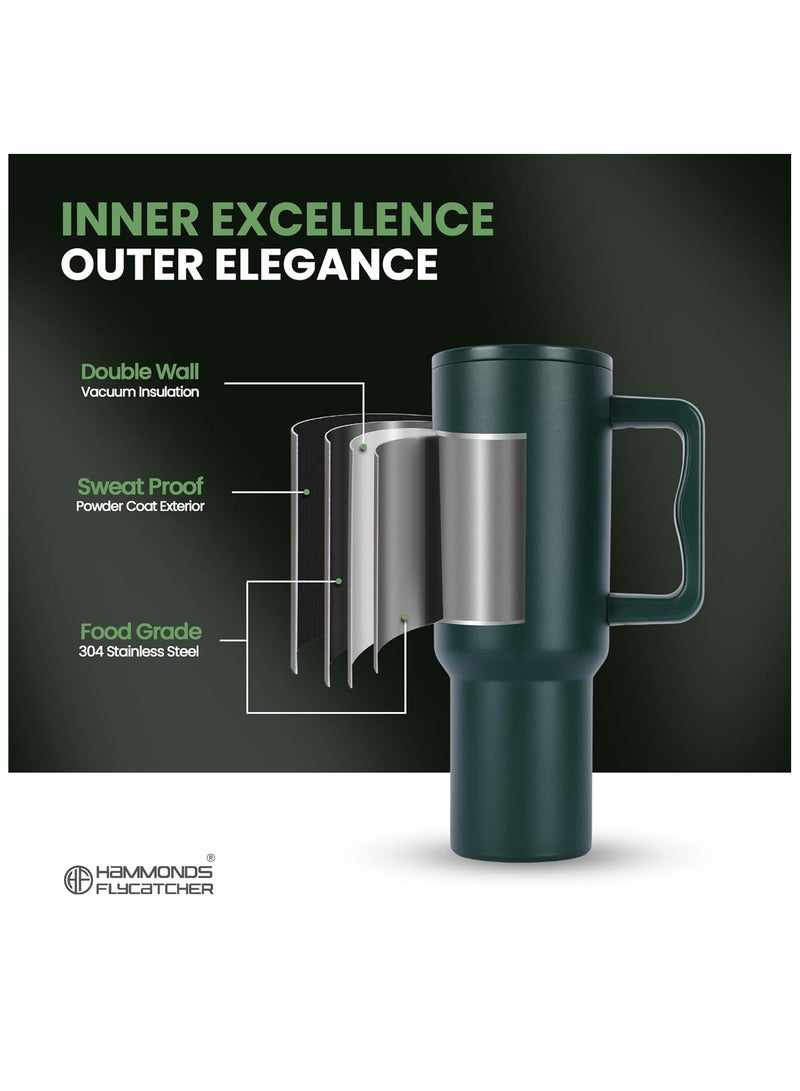 HAMMONDS FLYCATCHER 1200ML Insulated Tumbler with Straw, BPA-Free Travel Mug for Hot & Cold Beverages & Water, Sipper Coffee Tumbler Bottle, Leakproof Tumblr for Car, Gym, Yoga, Hiking - Image 5