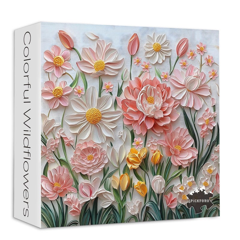 PICKFORU Spring Floral Puzzles for Adults 1000 Pieces, PICKFORU Wildflower Garden Flower Jigsaw Puzzle Oil Painting, Impossible Hard Plant Theme as Home Decor - Image 1