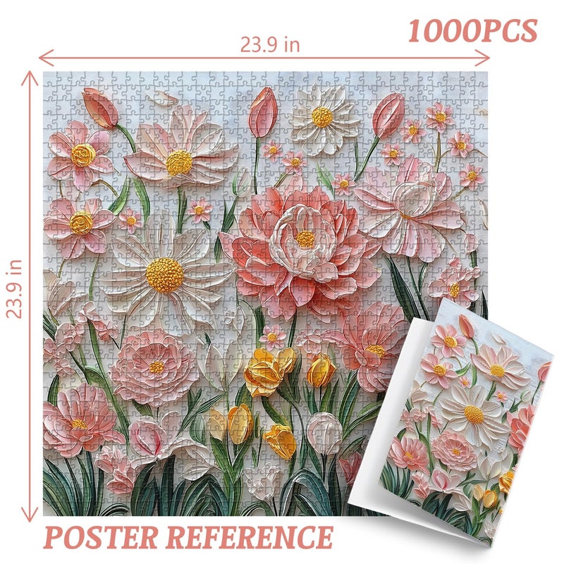 PICKFORU Spring Floral Puzzles for Adults 1000 Pieces, PICKFORU Wildflower Garden Flower Jigsaw Puzzle Oil Painting, Impossible Hard Plant Theme as Home Decor - Image 4