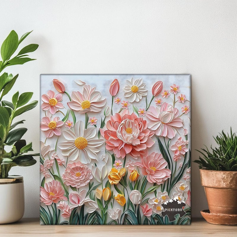 PICKFORU Spring Floral Puzzles for Adults 1000 Pieces, PICKFORU Wildflower Garden Flower Jigsaw Puzzle Oil Painting, Impossible Hard Plant Theme as Home Decor - Image 5