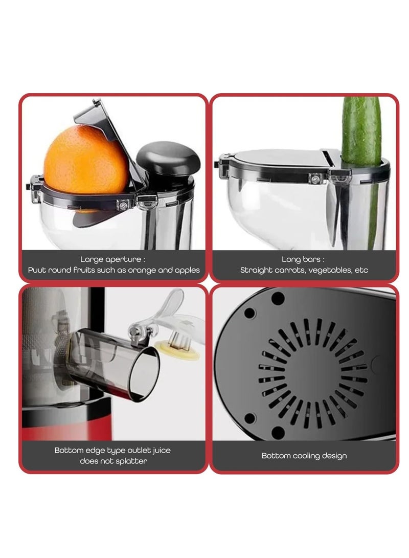 بلو فاير عصارة بطيئة متعددة الوظائف - فتحة تغذية كبيرة 8 سم للفواكه والخضروات الكاملة - عصر على البارد، عالي الجودة، صامت، سهل التنظيف، مواد آمنة للأطفال - عصارة كهربائية للمنزل أو السفر - Image 3