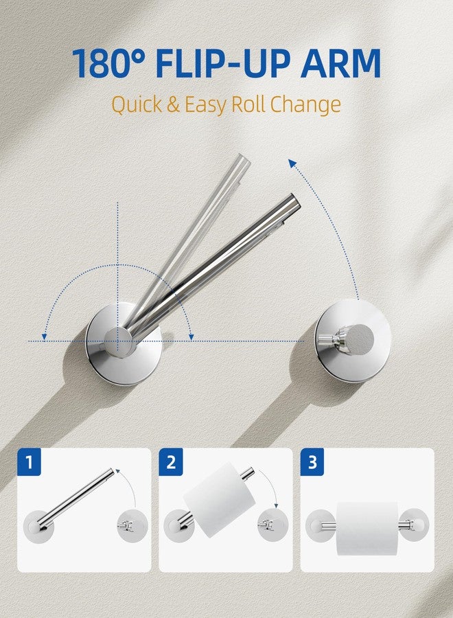 RUACQ Bathroom Toilet Paper Holder, Double Post Pivoting Wall Mounted Toilet Paper Holders, Stainless Steel and Zinc Alloy Bathroom Tissue Holder(Chrome) - Image 2