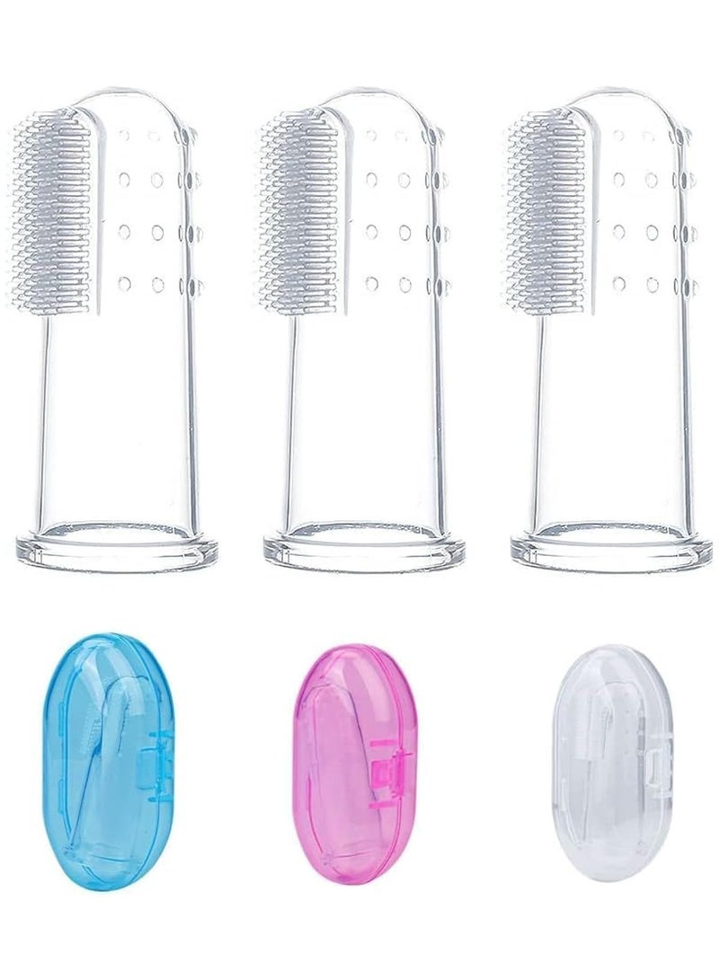 Baby Finger Toothbrush for Training Teething - Infant & Toddles & Lids Teeth Brush Soft Babies Toothbrushes Oral Cleaning Massager to Train Your Child Healthy Oral Habits with Travel Case -3 PCS - Image 1