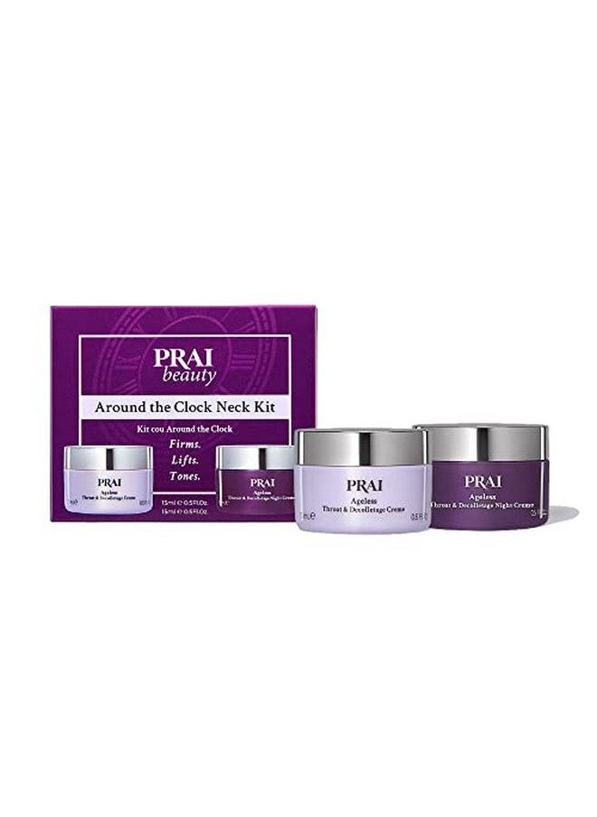 Prai Beauty Around The Clock Neck Kit Antiaging Neck Crème Boxed Gift Set 0.5 Oz Each  - Image 1