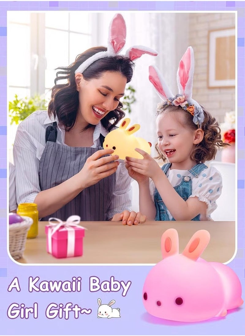 JAJEEK Cute Night Light for Kids - USB Rechargeable Bunny LED Night Lamp, 7 Color Changing Silicone Rabbit Light for Nursery, Baby Room Decor, Touch Control, Ideal Gift for Girls & Newborns - Image 5