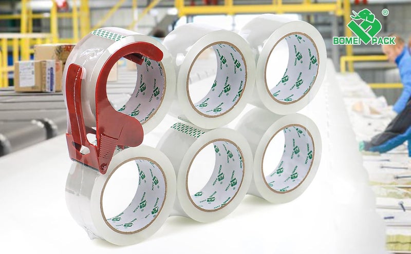 BOMEI PACK Clear Packing Tape 6 Pack with Free Dispenser,1.88In x 55Y,Transparent Tape Refills for Shipping Box Packaging for Office & Storage,School Supplies - Image 5