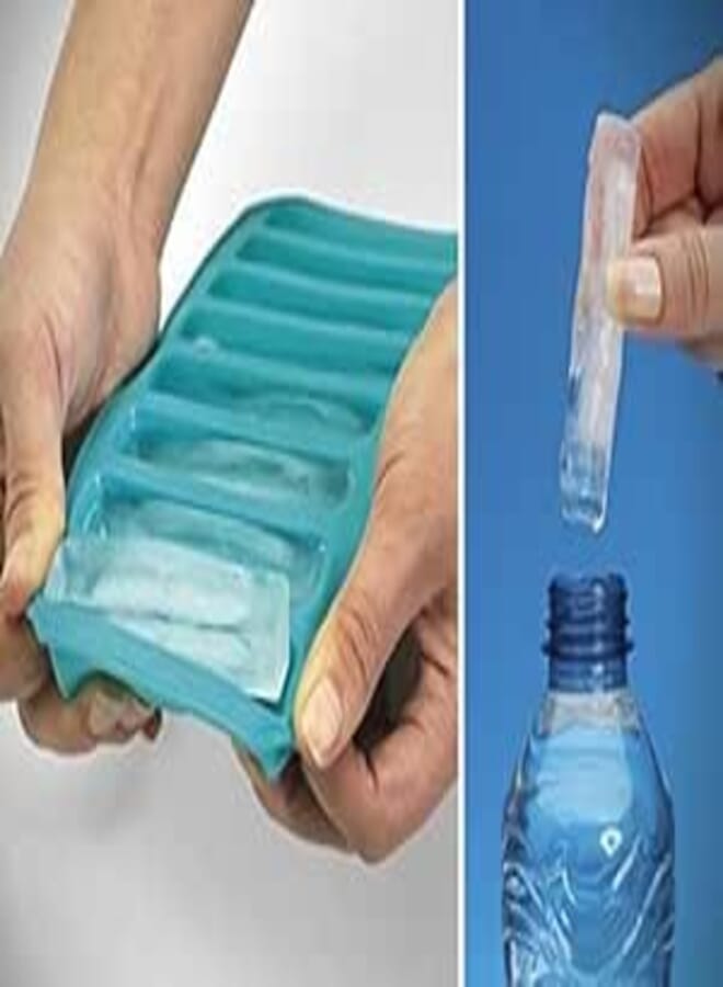 FosCadit Flexible Silicone Rectangular Shape Ice Cube 10 Grids Cavity Mold for Cocktail, Whiskey, Coffee, Fruit Juice, Soft Drink ice-Cube Tray for Water Bottle (Multicolor)