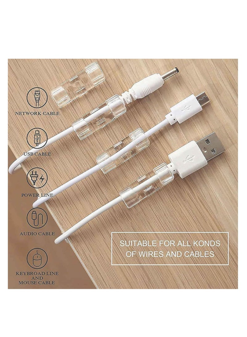 ECVV 40PCS Cable Clips Strong Self Adhesive Cable Management Clips Transparent Cord Holder Wire Clamp Cord Organizer for 6-8MM Cables Indoor/Outdoor - Image 2