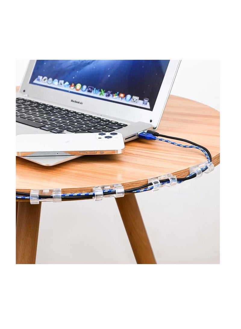 ECVV 40PCS Cable Clips Strong Self Adhesive Cable Management Clips Transparent Cord Holder Wire Clamp Cord Organizer for 6-8MM Cables Indoor/Outdoor - Image 3