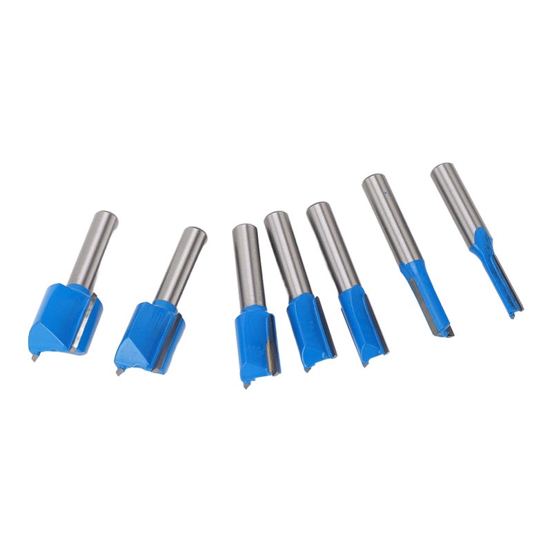 7 Pcs Straight Router Bit 8mm Shank Double Flute Wood Trimming Cutter Carbide Straight Cut Router Bit Set - Image 3