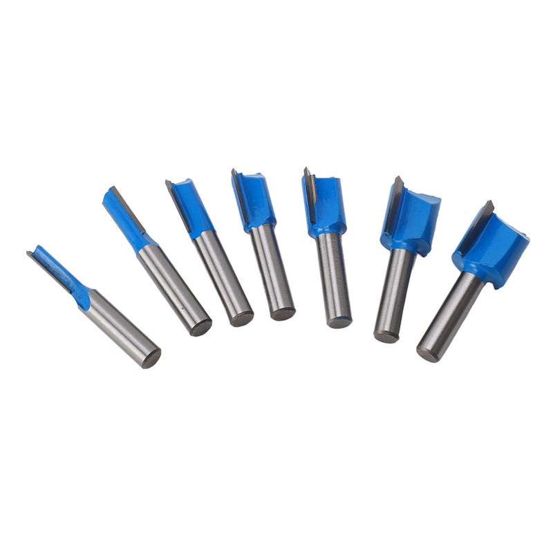 7 Pcs Straight Router Bit 8mm Shank Double Flute Wood Trimming Cutter Carbide Straight Cut Router Bit Set - Image 5