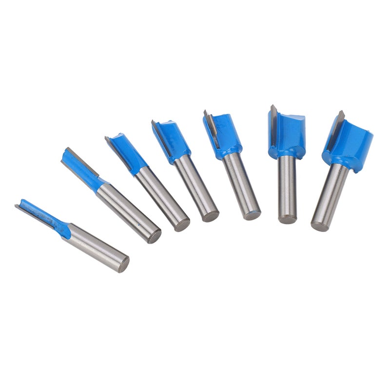 7 Pcs Straight Router Bit 8mm Shank Double Flute Wood Trimming Cutter Carbide Straight Cut Router Bit Set - Image 4