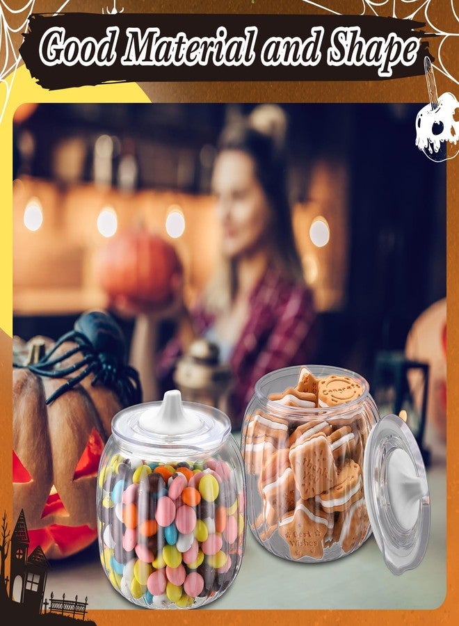 Mimorou 4 Pcs 42oz Halloween Pumpkin Jar with Lid Plastic Cookie Candy Jars with Airtight Lid Clear Pumpkin Shaped Snack Fruit Bowl for Halloween Fall Thanksgiving Home Indoor Party Decoration - Image 5