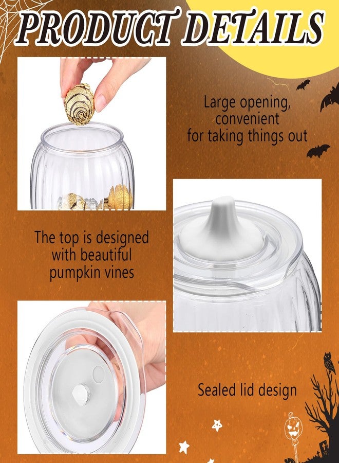 Mimorou 4 Pcs 42oz Halloween Pumpkin Jar with Lid Plastic Cookie Candy Jars with Airtight Lid Clear Pumpkin Shaped Snack Fruit Bowl for Halloween Fall Thanksgiving Home Indoor Party Decoration - Image 4