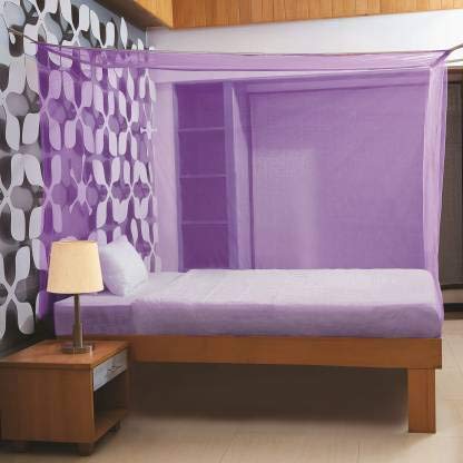 Mosquito NET for Double Bed Poly Cotton/King Size Queen Size Bed/Double Bed/machardani Protection for Baby(3x6.5ft Purple) - Image 1