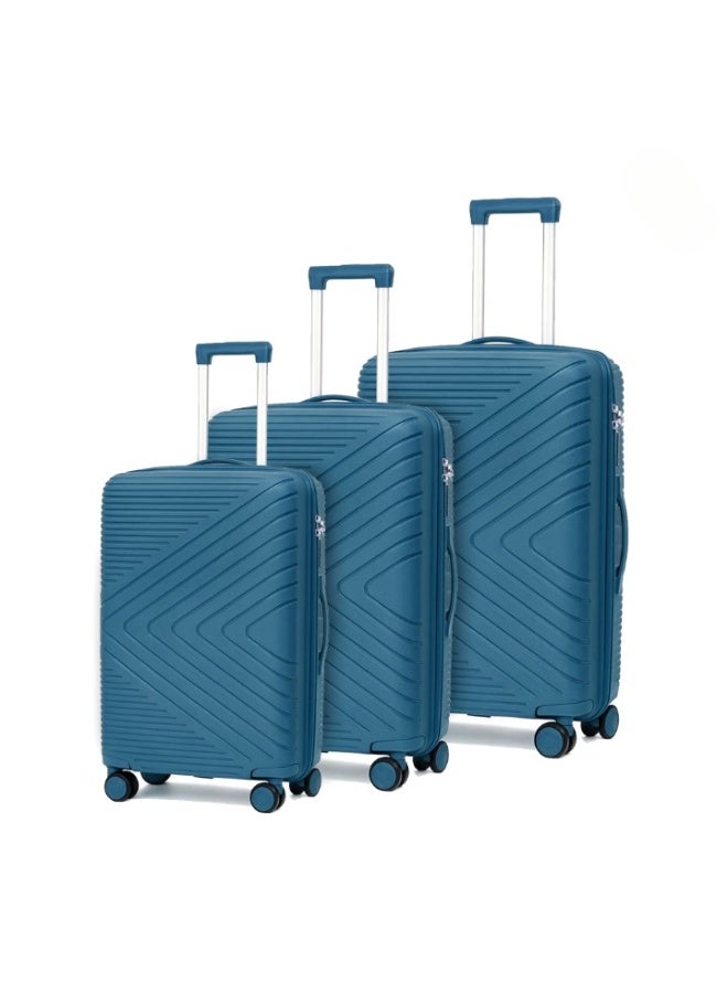 travel Line Blue 3-Piece Luggage Set – Lightweight Hard Shell Suitcase with Spinner Wheels & Telescopic Handle – Durable Travel Trolley Bags - Image 1
