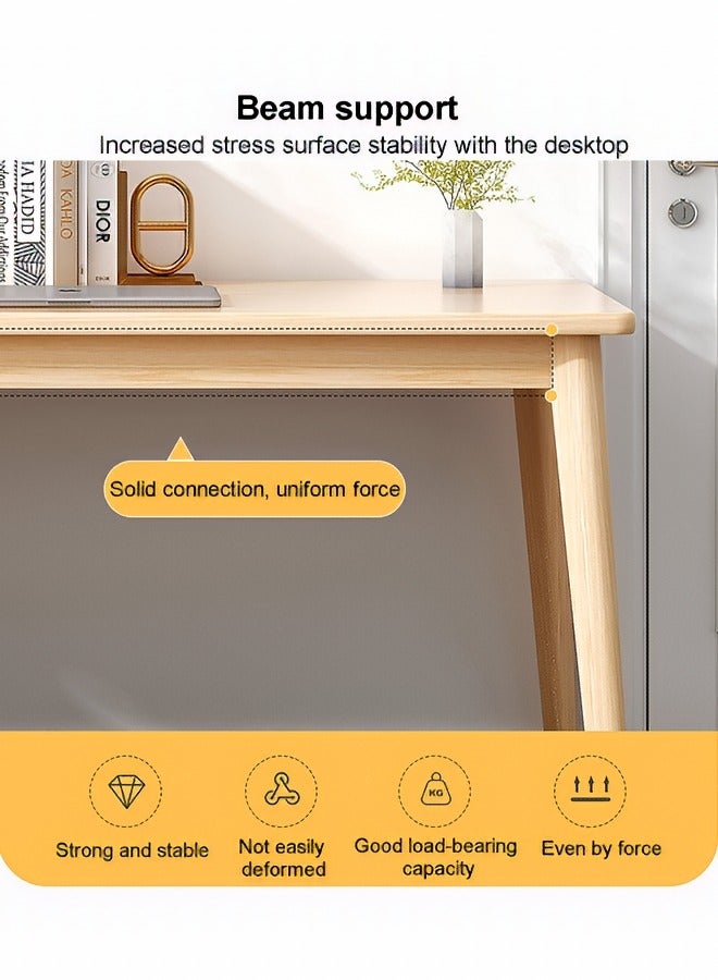 تايمي مكتب كمبيوتر, مكتب عمل, طاولة دراسة, طاولة طعام حديثة بأرجل خشبية صلبة، مكتب منزلي للدراسة والكتابة مقاس: 80x60x75 سم - Image 3