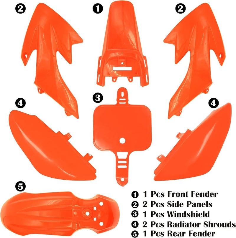 necaces Plastic Fender Fairing Kit Set,Plastic Body Fender Kit for XR50 CRF50 Chinese Mini Dirt Bikes(Orange) - Image 2