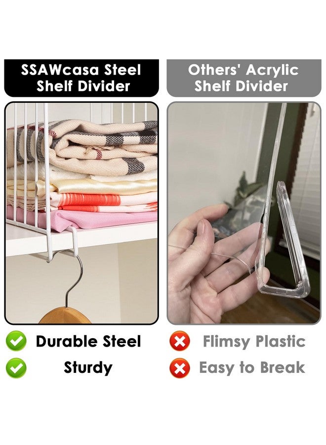 SSAWcasa Shelf Dividers, 8 Pack Shelf Dividers for Closet Organization, Metal Closet Shelf Organizer for Wood Shelves Separator for Purse Handbag Sweater Clothes Book Storage Bedroom Wardrobe Kitchen Cabinet  - Image 1