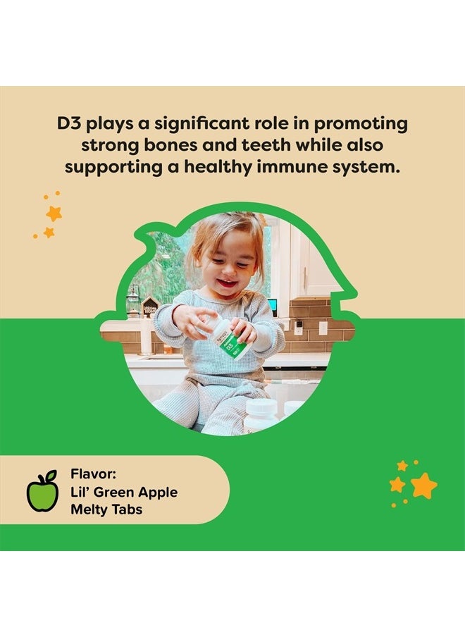 Renzo's - Dynamite Vitamin D3 - Dissolving Kids Vitamin D3-60 Sugar-Free Melty Tabs, Lil' Green Apple Flavored - Image 1