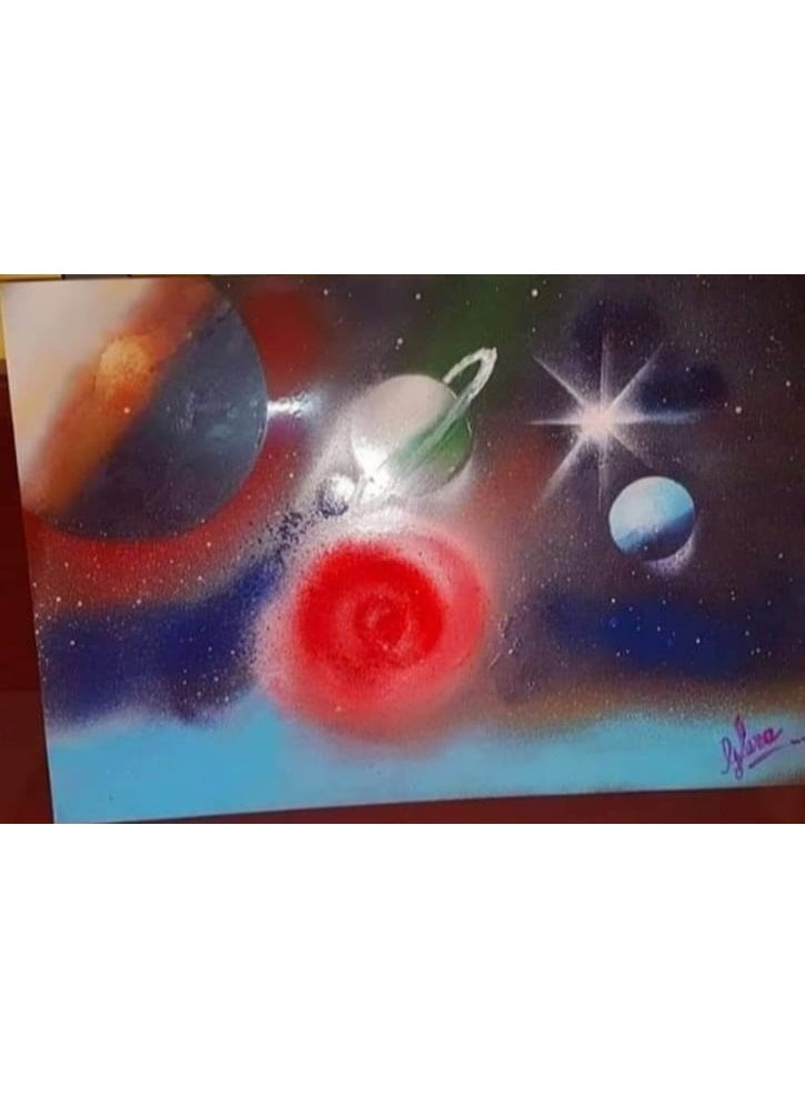 Decorative Space-Themed Painting with Planets and Galaxy for Wall Decor - Image 2