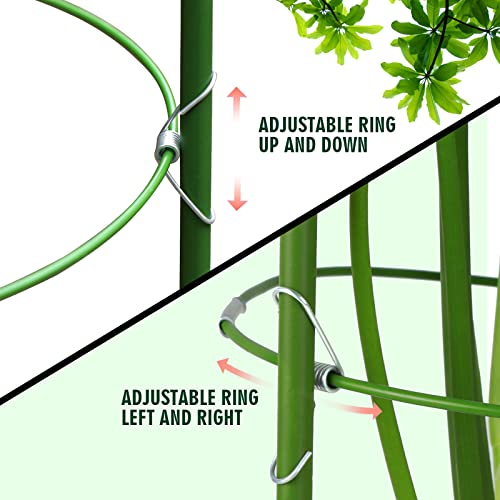 LEOBRO 2 Pack Plant Support Cage Metal Rust Resistant Garden Plant Support Ring Plant Stake Plant Support for Tomato, Trellis, Climbing Plant, Flower, 17.7” High, 5.48”/6.18”/6.89” Inner Diameter - Image 4